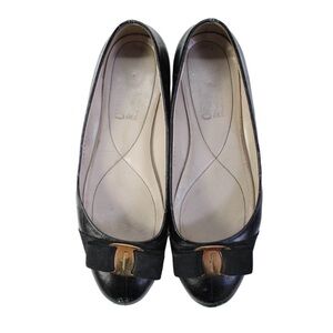 Salvatore Ferragamo Black Flats with Bow Detail